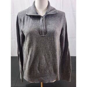 Banana Republic Mens Quarter Zip Merino Wool Sweater Italian Yarn Gray SZ L‎